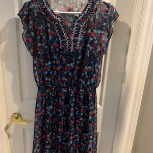 Blue and red light dress.